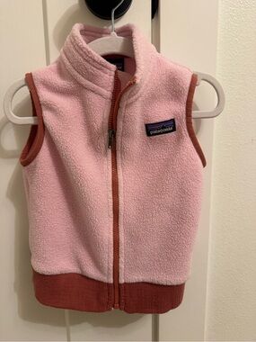 Baby’s Patagonia Pink Fleece Vest with Rust Trim